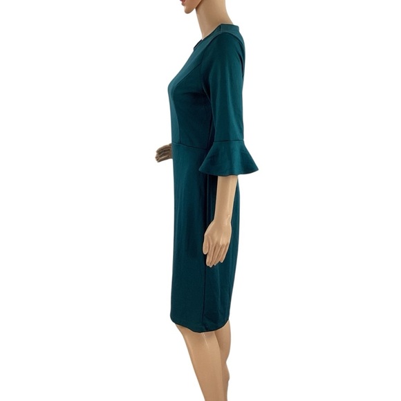 Old Navy Flutter Sleeve Sheath Dress Teal Green Knee Length Size S - Picture 4 of 7